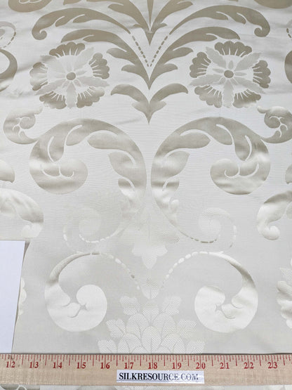 Beacon Hill 100% Silk Damask Lady's Slipper Orchid Antique White Neoclassical MSRP USD 242/Y