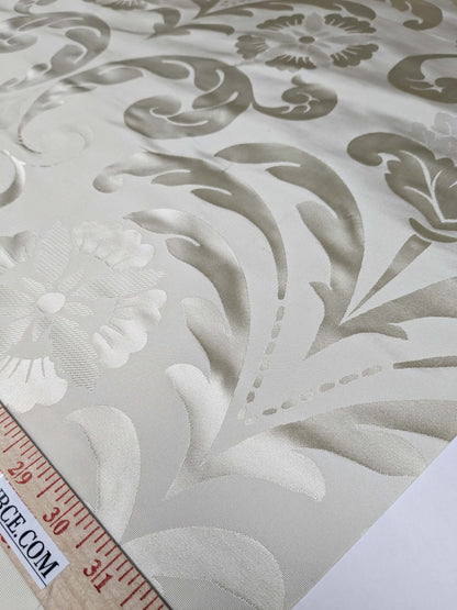 Beacon Hill 100% Silk Damask Lady's Slipper Orchid Antique White Neoclassical MSRP USD 242/Y