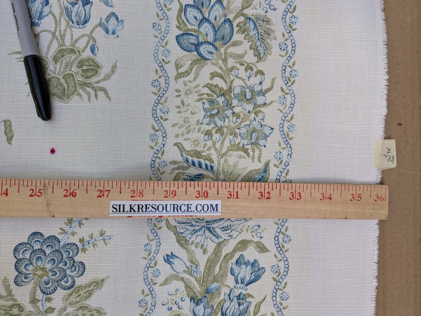 3.1 yard Scalamandre Flower Hill Linen Union Cloth Print Blue