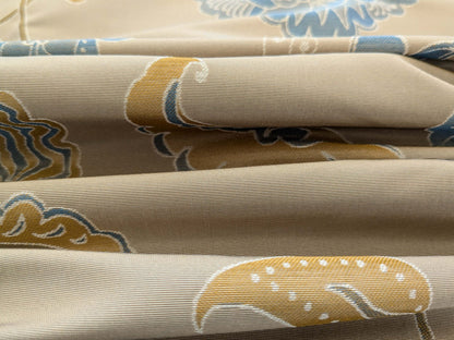 Vervain Fabricut 100% Silk Isidora Romantic Damask In Horizon Blue Gold MSRP USD 214/Y