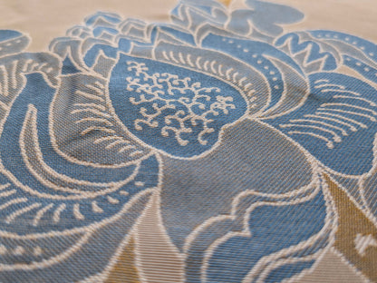 Vervain Fabricut 100% Silk Isidora Romantic Damask In Horizon Blue Gold MSRP USD 214/Y