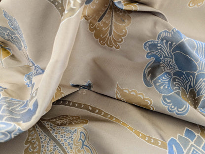 Vervain Fabricut 100% Silk Isidora Romantic Damask In Horizon Blue Gold MSRP USD 214/Y