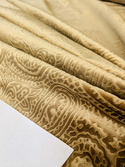Istanbul Paisley 100% Silk Cut Velvet Antique Gold  MSRP USD 1000+/yard