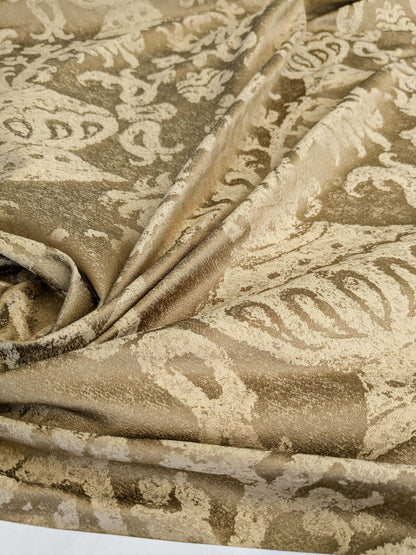 Chinoisery Flower in Vase Bronze Age 100% Silk Damask Gold  Radiance! Highest Quality MSRP USD 400+/Yard