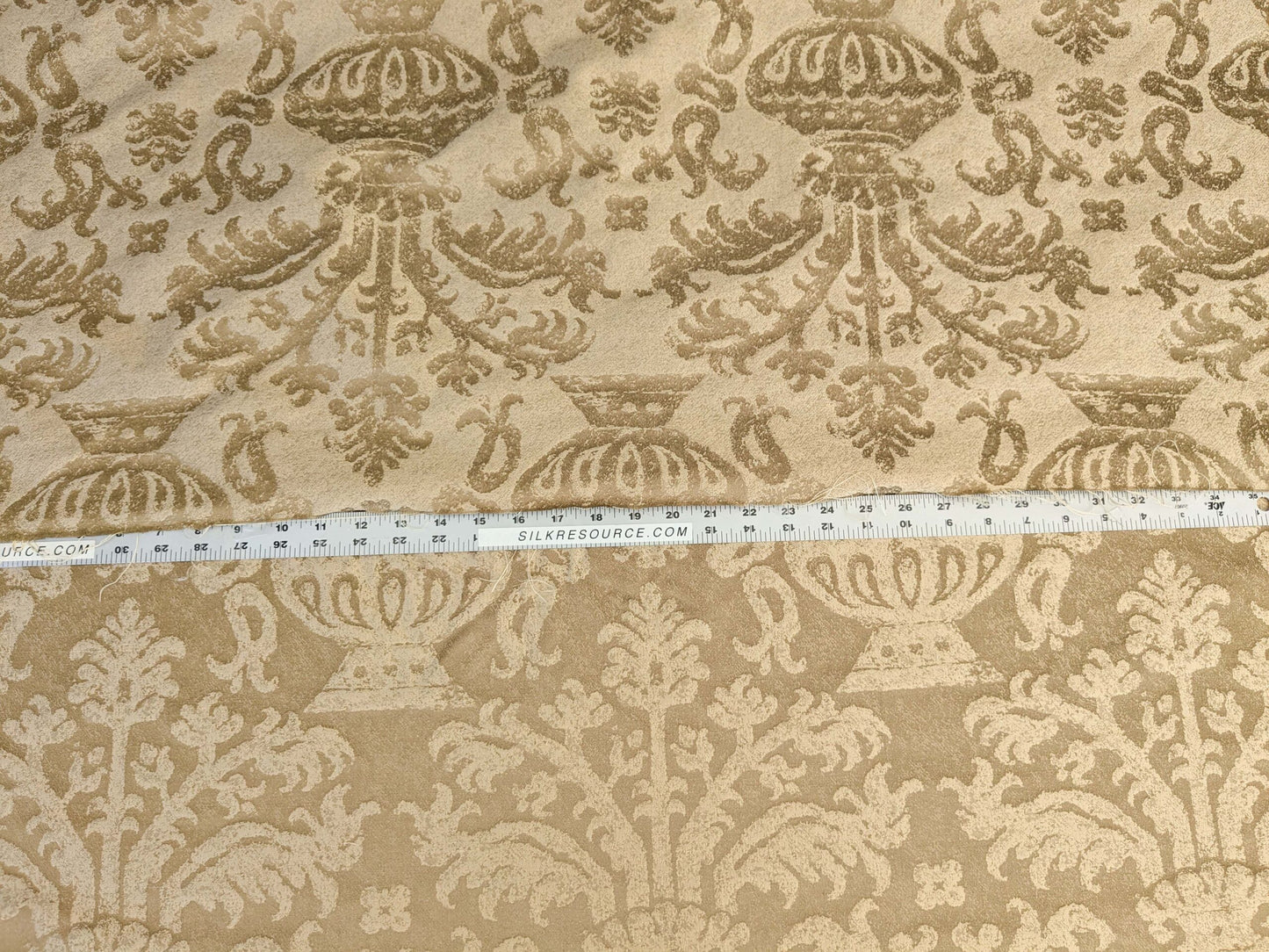 Chinoisery Flower in Vase Bronze Age 100% Silk Damask Gold  Radiance! Highest Quality MSRP USD 400+/Yard