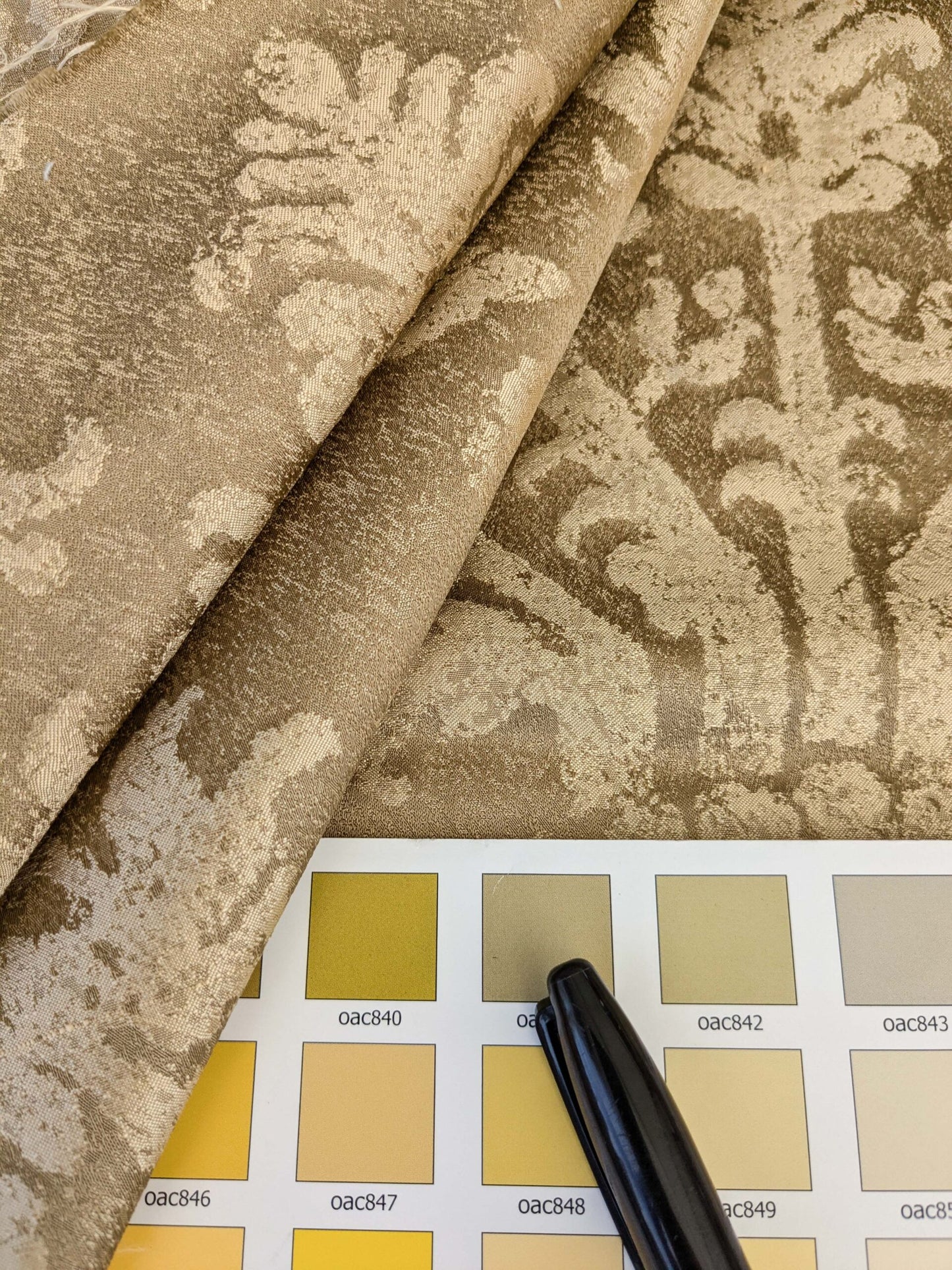 Chinoisery Flower in Vase Bronze Age 100% Silk Damask Gold  Radiance! Highest Quality MSRP USD 400+/Yard