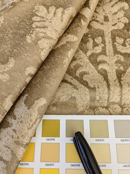 Chinoisery Flower in Vase Bronze Age 100% Silk Damask Gold  Radiance! Highest Quality MSRP USD 400+/Yard