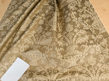 Chinoisery Flower in Vase Bronze Age 100% Silk Damask Gold  Radiance! Highest Quality MSRP USD 400+/Yard