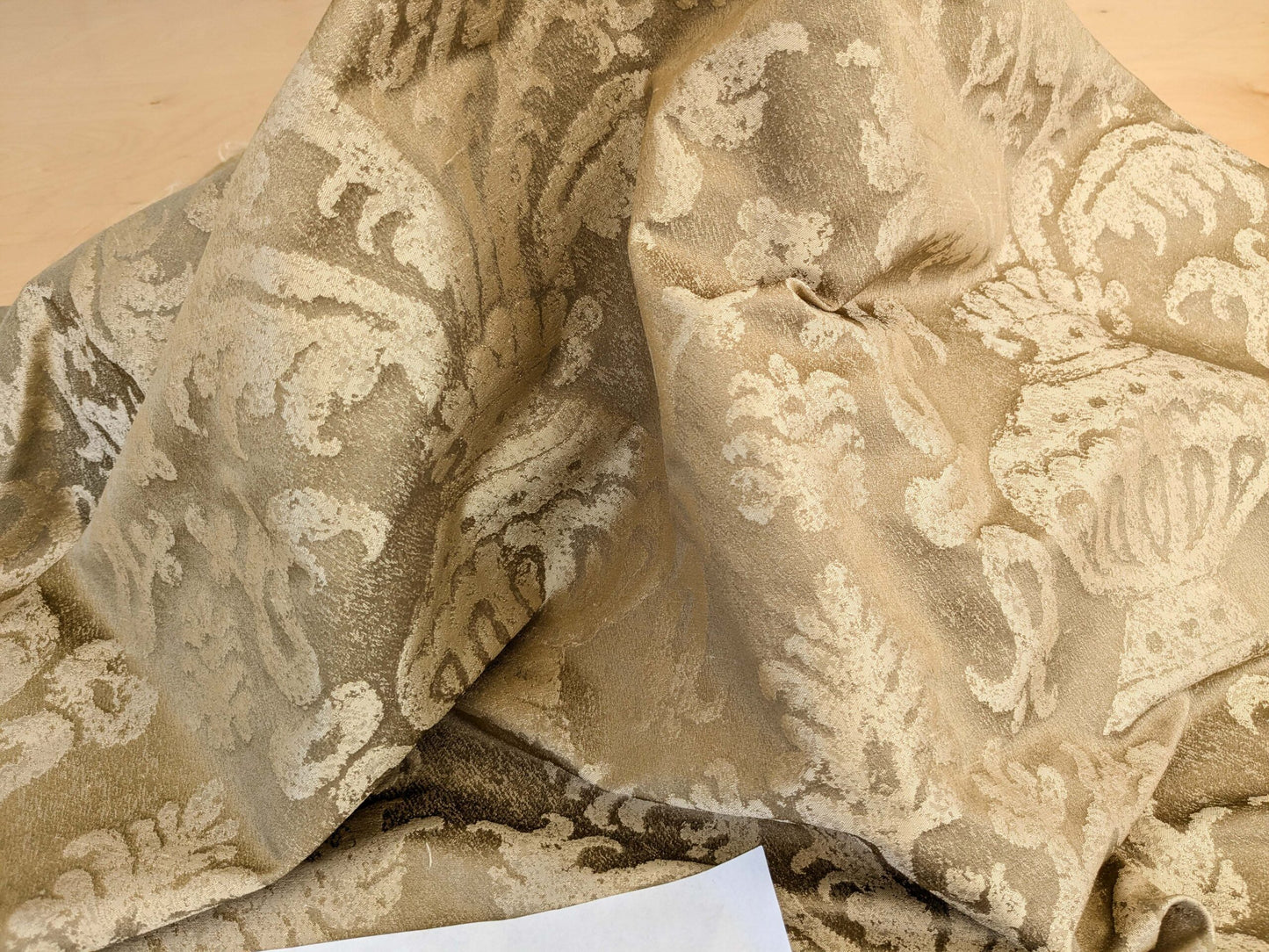 Chinoisery Flower in Vase Bronze Age 100% Silk Damask Gold  Radiance! Highest Quality MSRP USD 400+/Yard