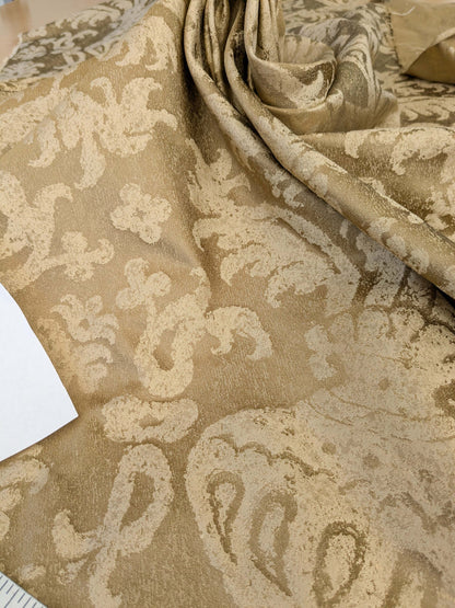 Chinoisery Flower in Vase Bronze Age 100% Silk Damask Gold  Radiance! Highest Quality MSRP USD 400+/Yard