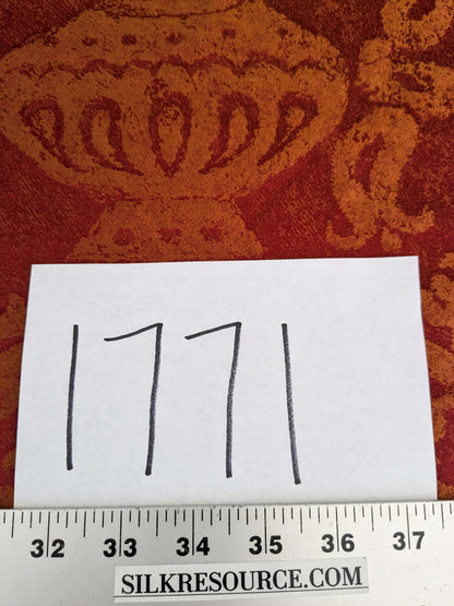 Chinoisery Flower in Vase Bronze Age 100% Silk Damask Crimson Red Radiance! Highest Quality MSRP USD 400+/Yard