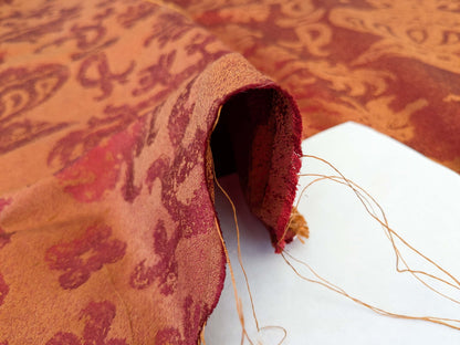 Chinoisery Flower in Vase Bronze Age 100% Silk Damask Crimson Red Radiance! Highest Quality MSRP USD 400+/Yard