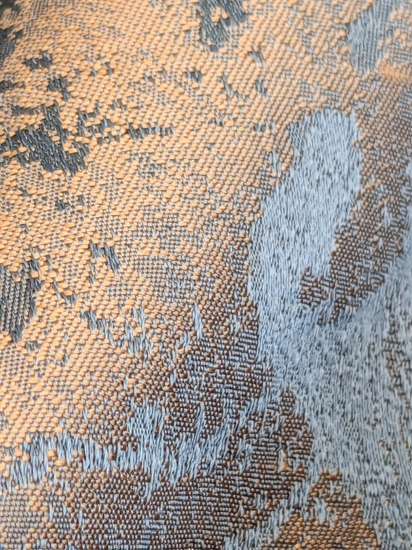 Chinoisery Flower in Vase Bronze Age 100% Silk Damask Blue Gold Radiance! Highest Quality MSRP USD 400+/Yard