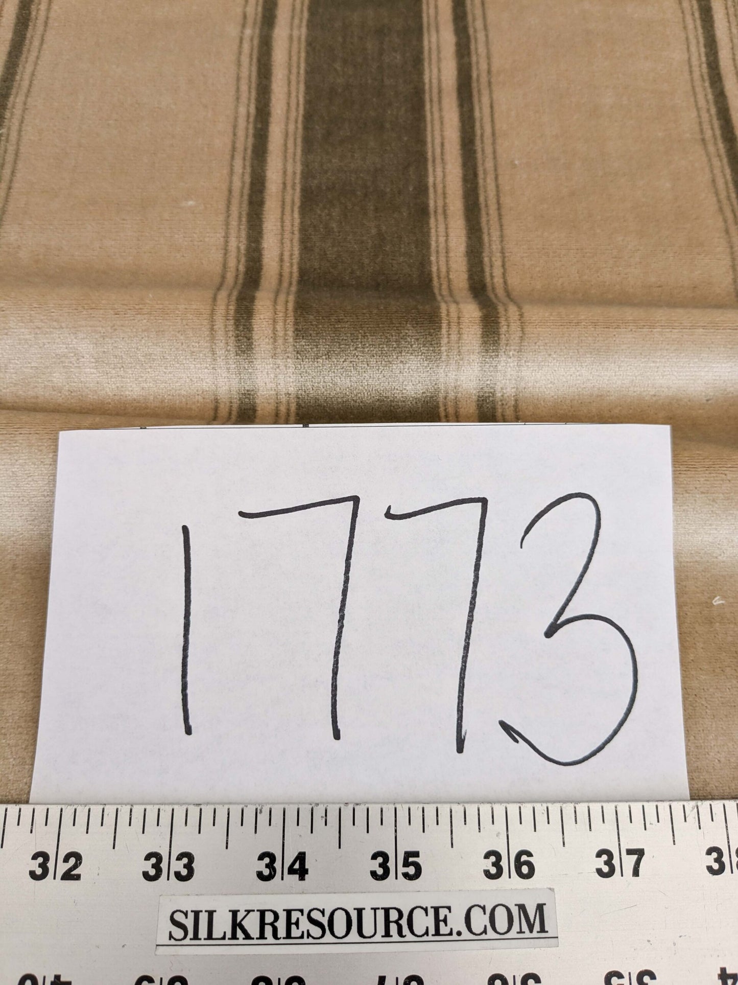 Abby Stripe Silk Velvet Sage Green Beige from Italy MSRP USD819/yard