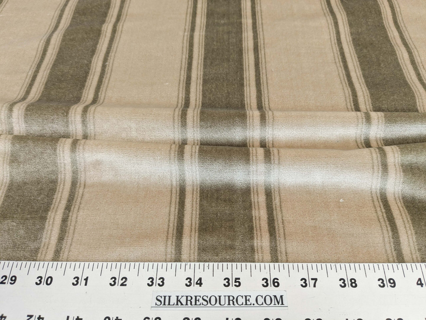 Abby Stripe Silk Velvet Sage Green Beige from Italy MSRP USD819/yard