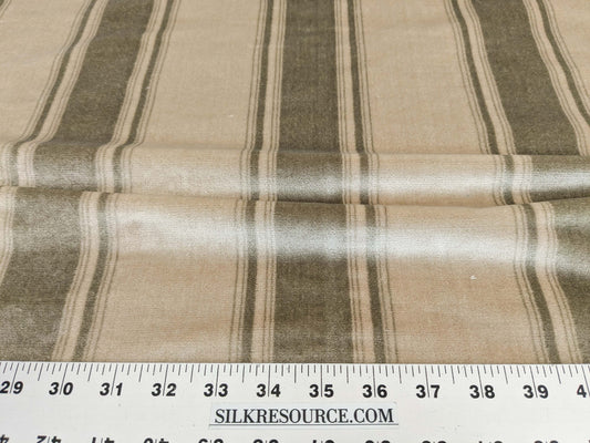 Abby Stripe Silk Velvet Sage Green Beige from Italy MSRP USD819/yard