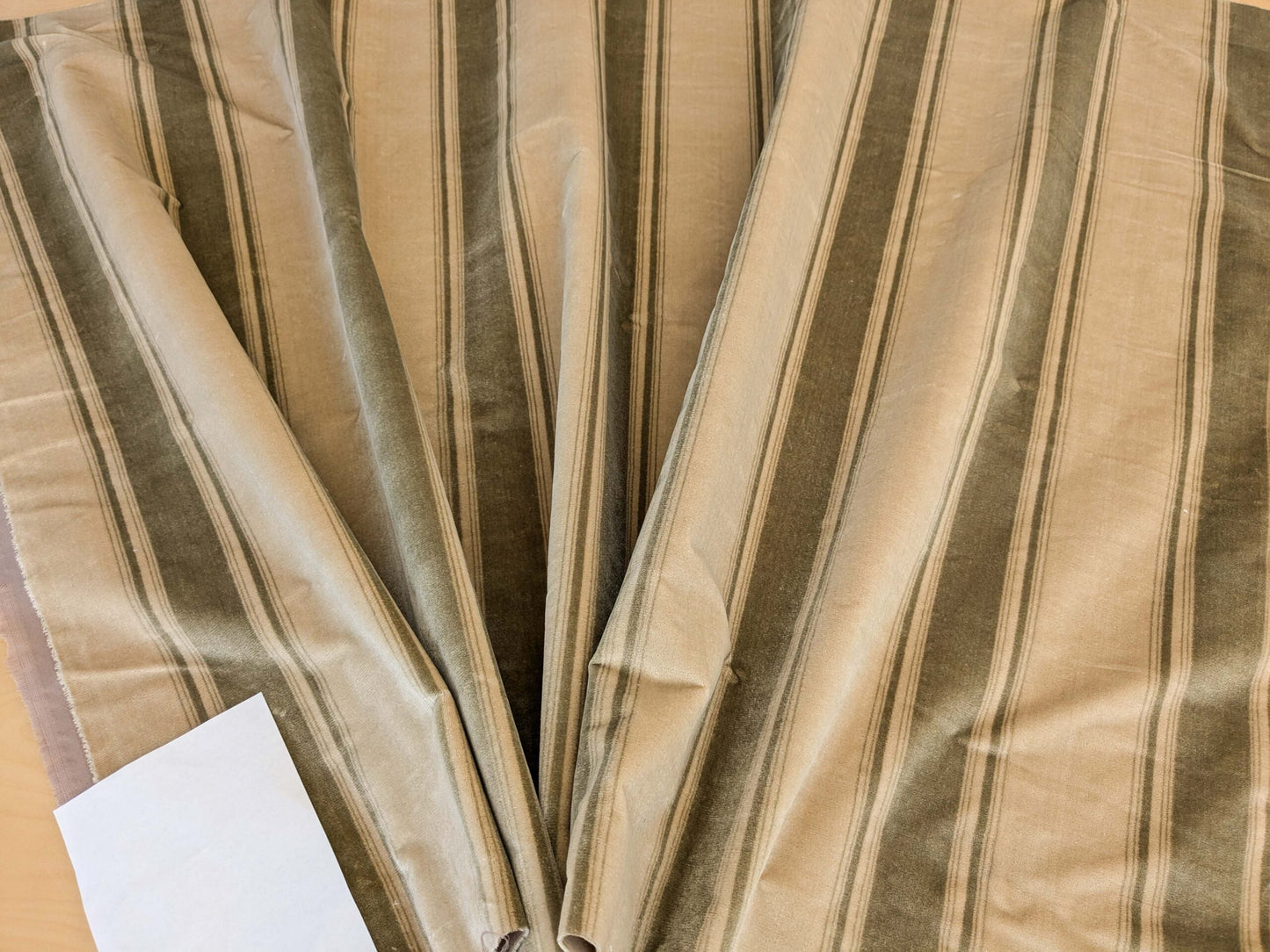 Abby Stripe Silk Velvet Sage Green Beige from Italy MSRP USD819/yard