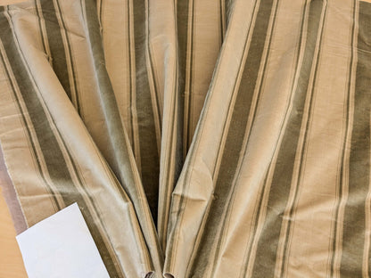 Abby Stripe Silk Velvet Sage Green Beige from Italy MSRP USD819/yard