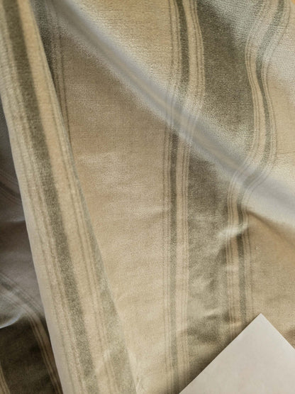 Abby Stripe Silk Velvet Sage Green Beige from Italy MSRP USD819/yard