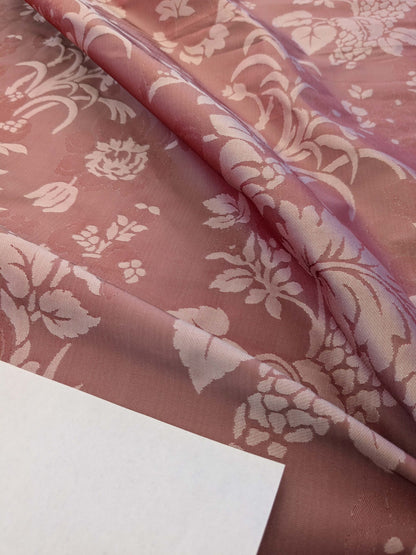 By Yd Scalamandre Baranzelli Superb 100% Silk Damask Crimson Red &amp; Silver Flower Art Deco Italy SKU90