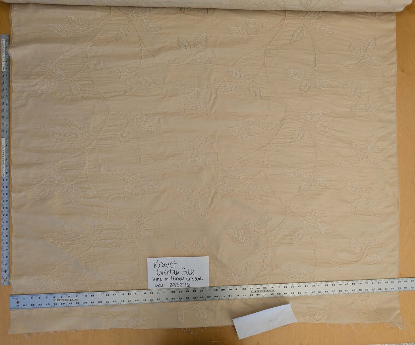 By Yd Kravet Overlay Silk Vine In Honey Cream White Double Silk Organza with Embroidery MSRP USD 250/y