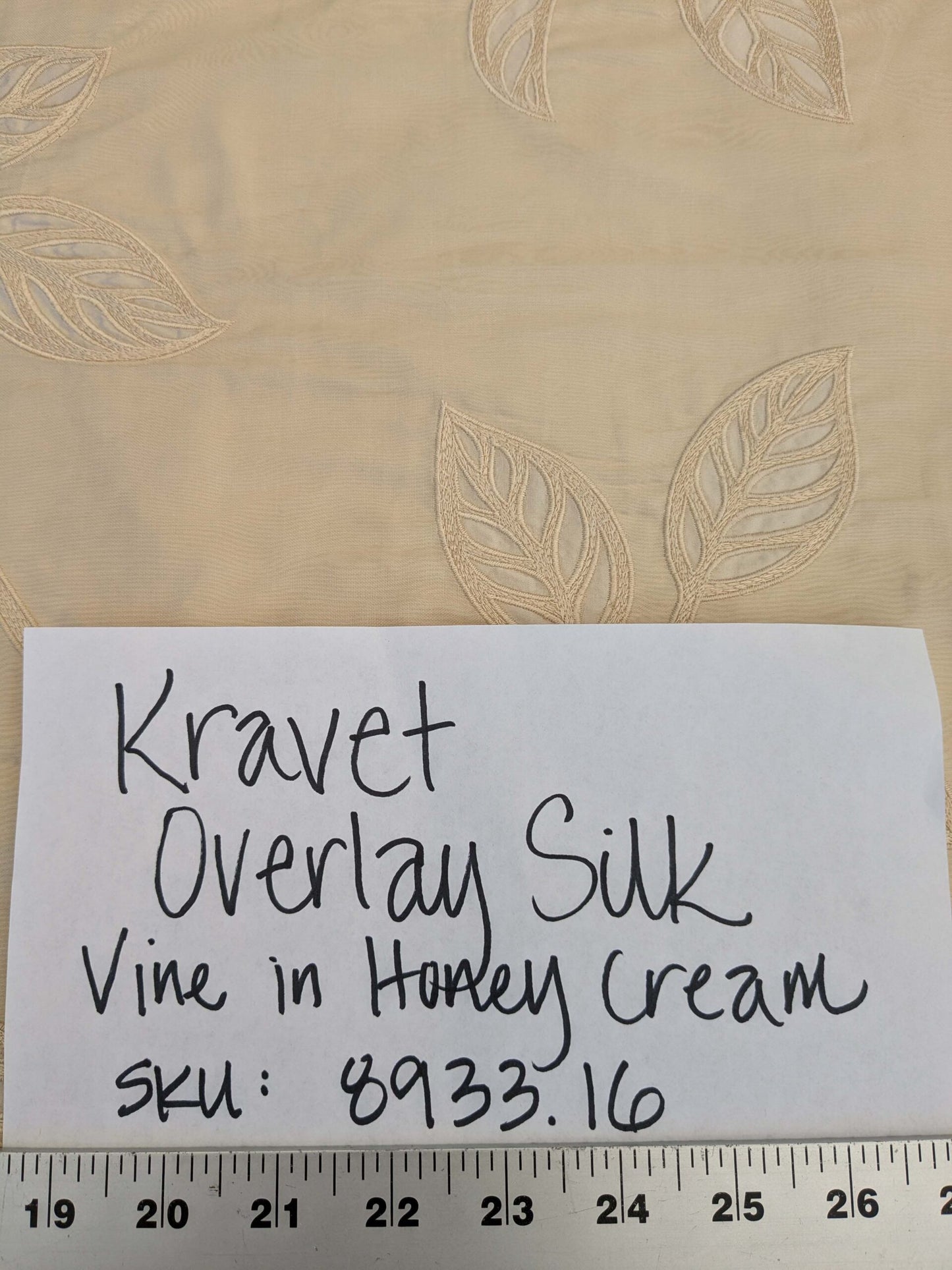 By Yd Kravet Overlay Silk Vine In Honey Cream White Double Silk Organza with Embroidery MSRP USD 250/y