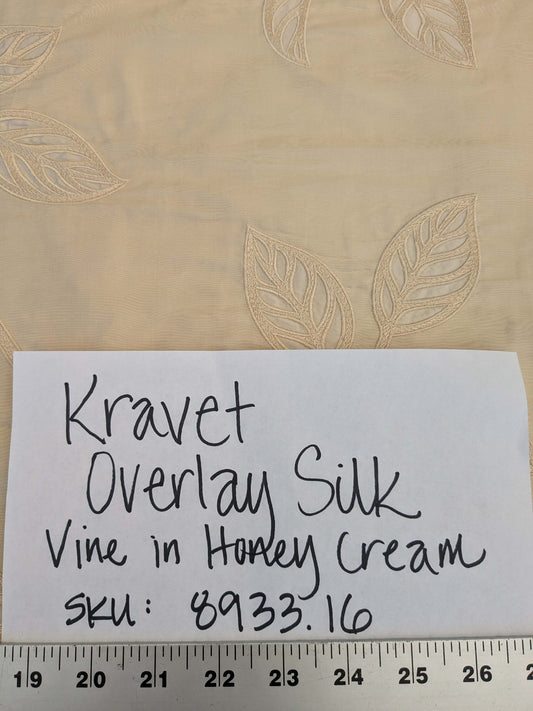 By Yd Kravet Overlay Silk Vine In Honey Cream White Double Silk Organza with Embroidery MSRP USD 250/y
