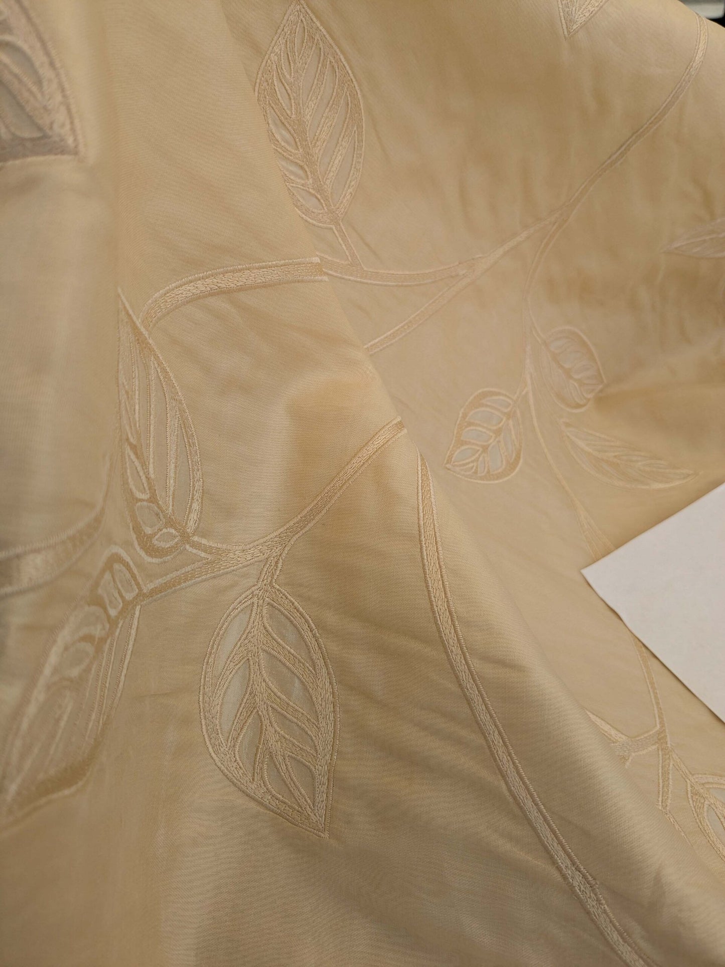 By Yd Kravet Overlay Silk Vine In Honey Cream White Double Silk Organza with Embroidery MSRP USD 250/y