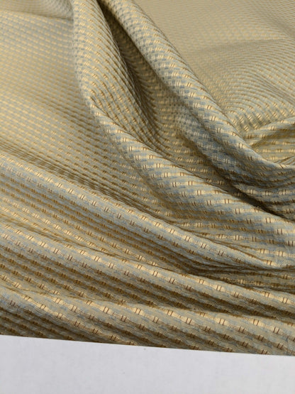 Scalamandre  Livia Madonna Blue &amp; Gold Silk Cotton Damask Mini Dot Texture Scalamandre MSRP USD 408/Y