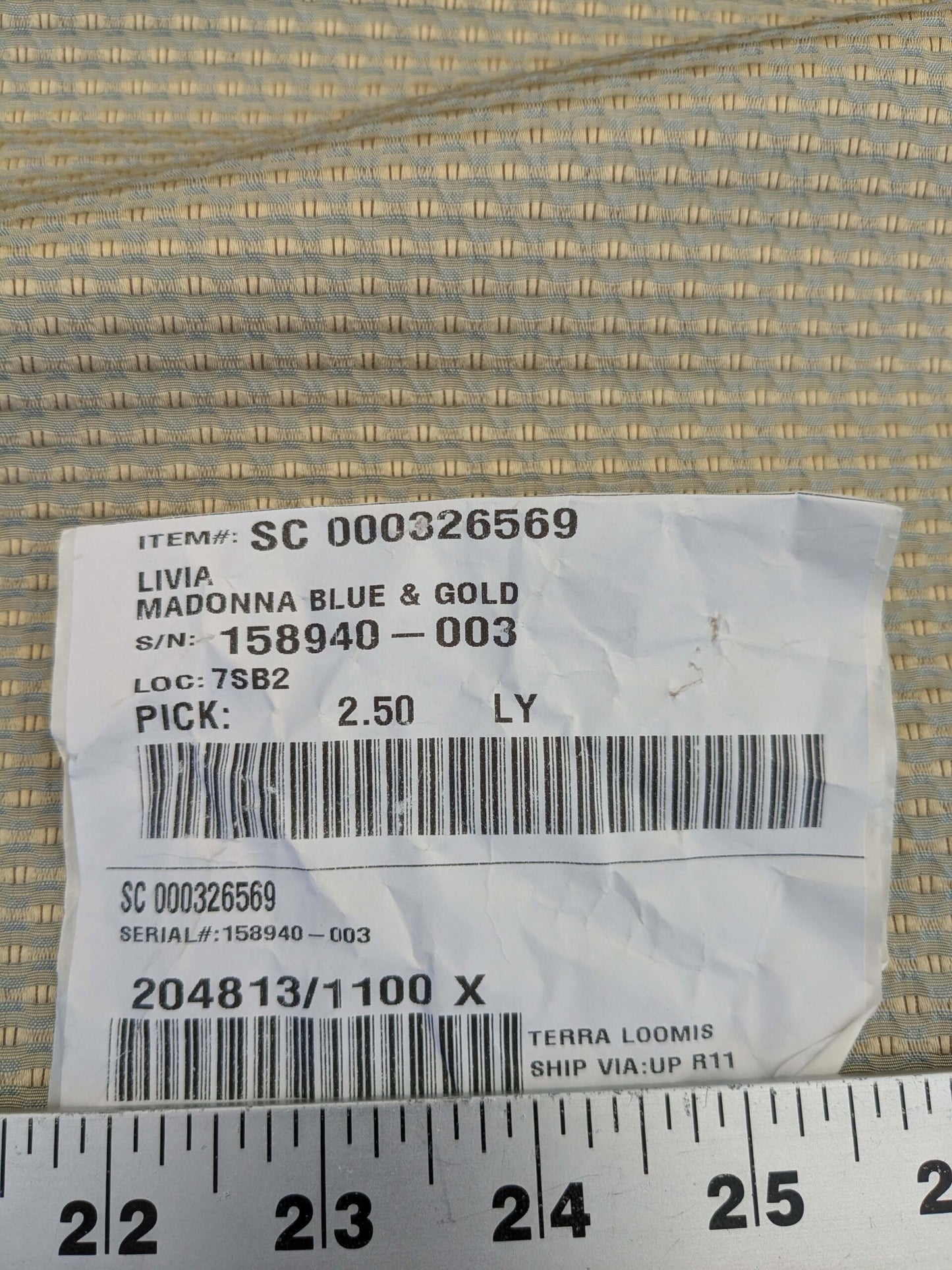 Scalamandre  Livia Madonna Blue &amp; Gold Silk Cotton Damask Mini Dot Texture Scalamandre MSRP USD 408/Y