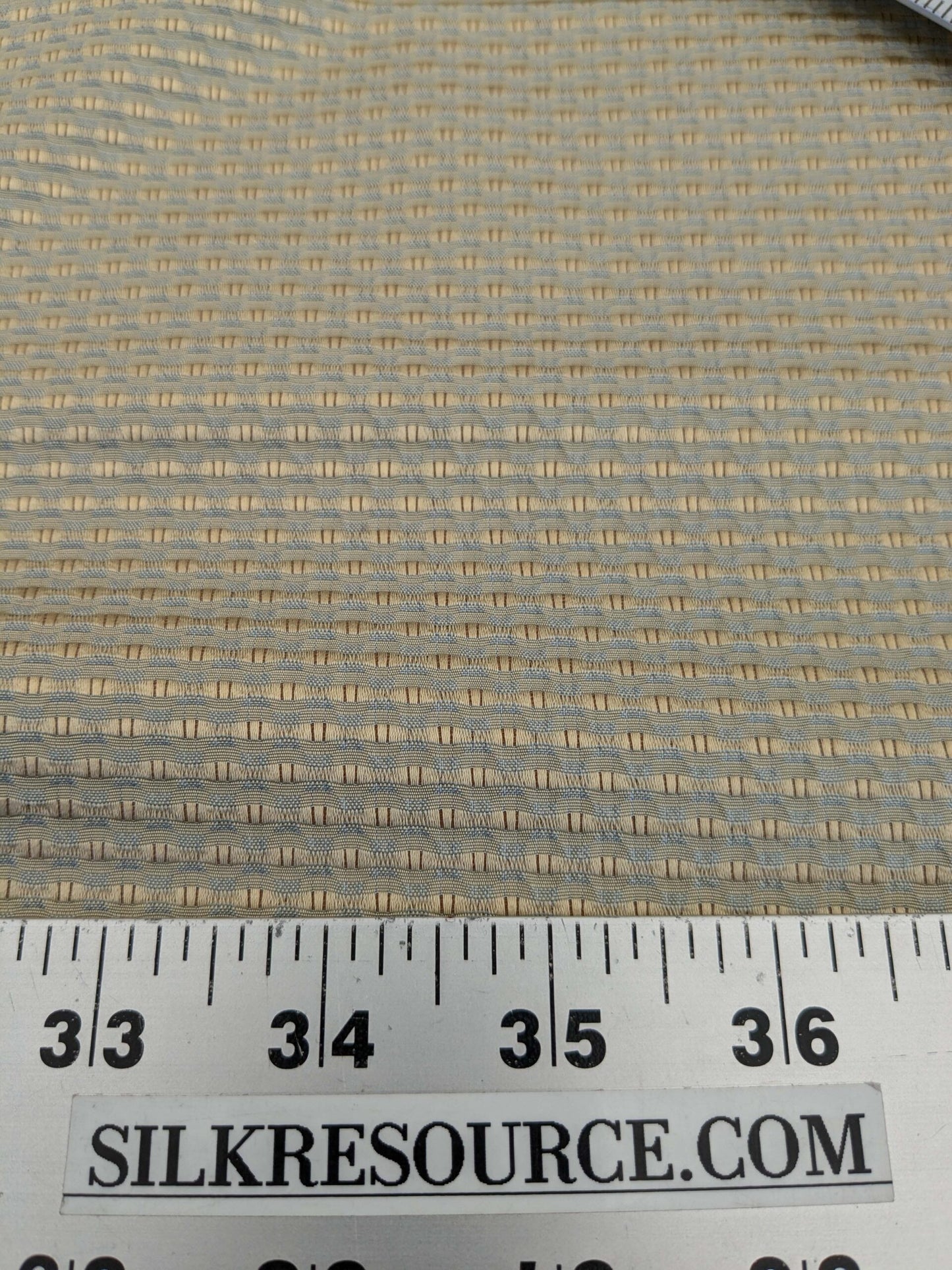 Scalamandre  Livia Madonna Blue &amp; Gold Silk Cotton Damask Mini Dot Texture Scalamandre MSRP USD 408/Y