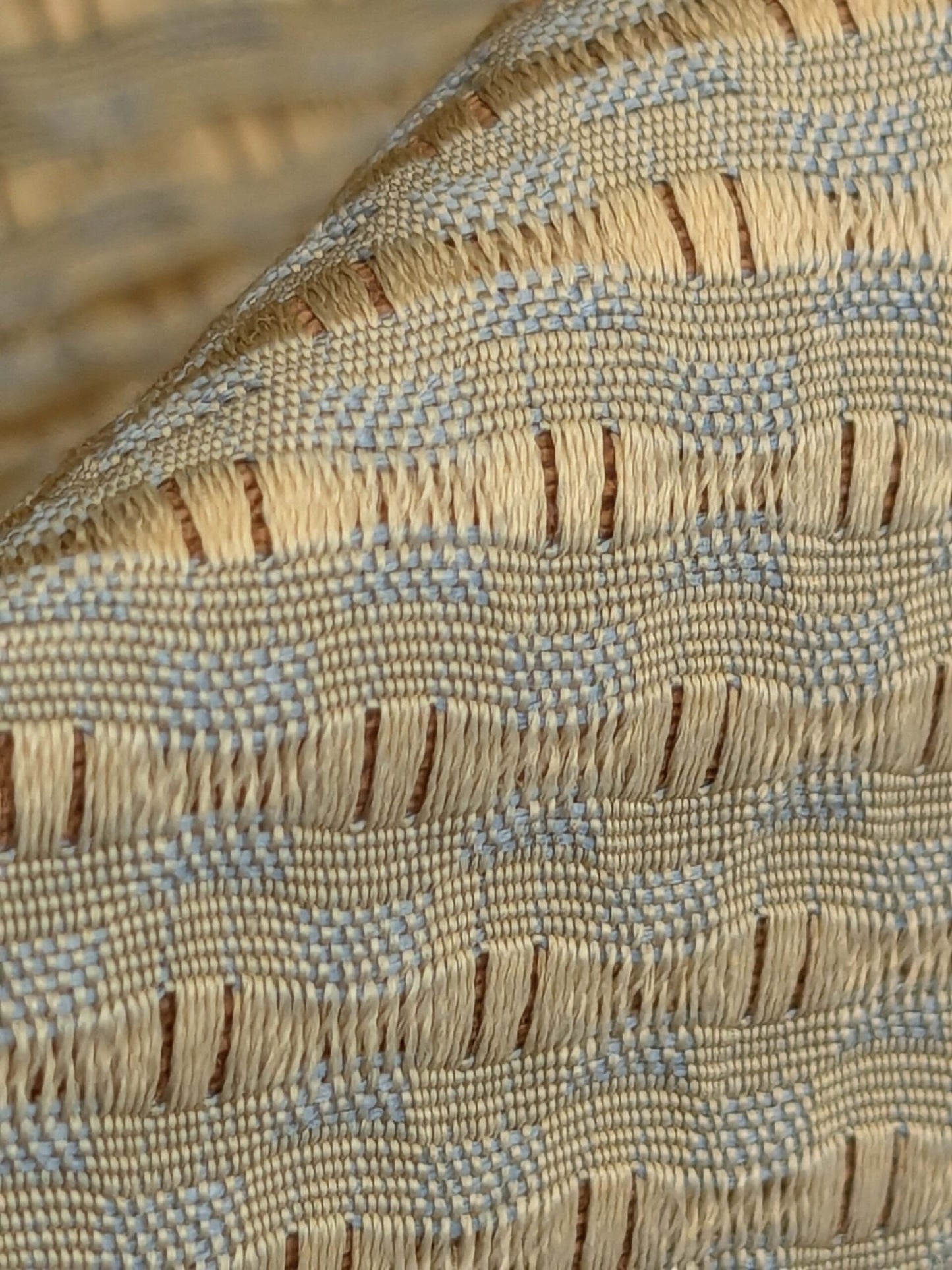 Scalamandre  Livia Madonna Blue &amp; Gold Silk Cotton Damask Mini Dot Texture Scalamandre MSRP USD 408/Y