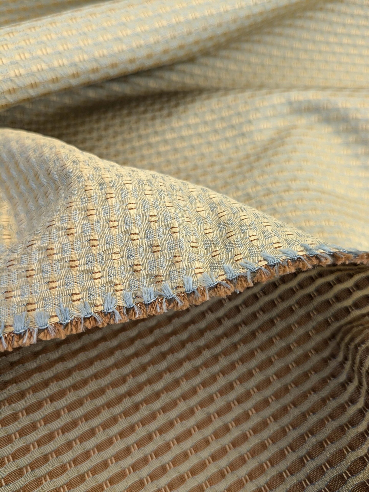 Scalamandre  Livia Madonna Blue &amp; Gold Silk Cotton Damask Mini Dot Texture Scalamandre MSRP USD 408/Y