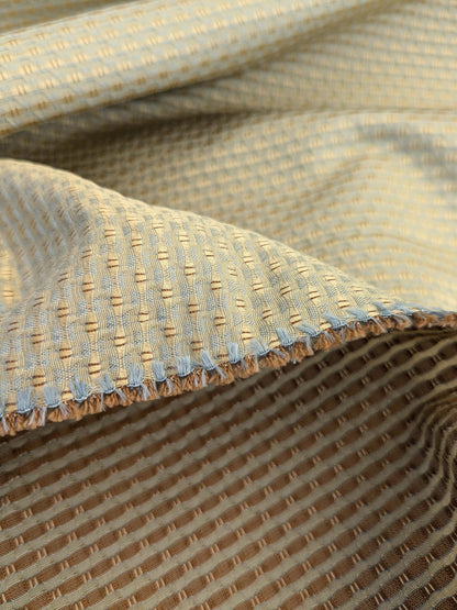 Scalamandre  Livia Madonna Blue &amp; Gold Silk Cotton Damask Mini Dot Texture Scalamandre MSRP USD 408/Y