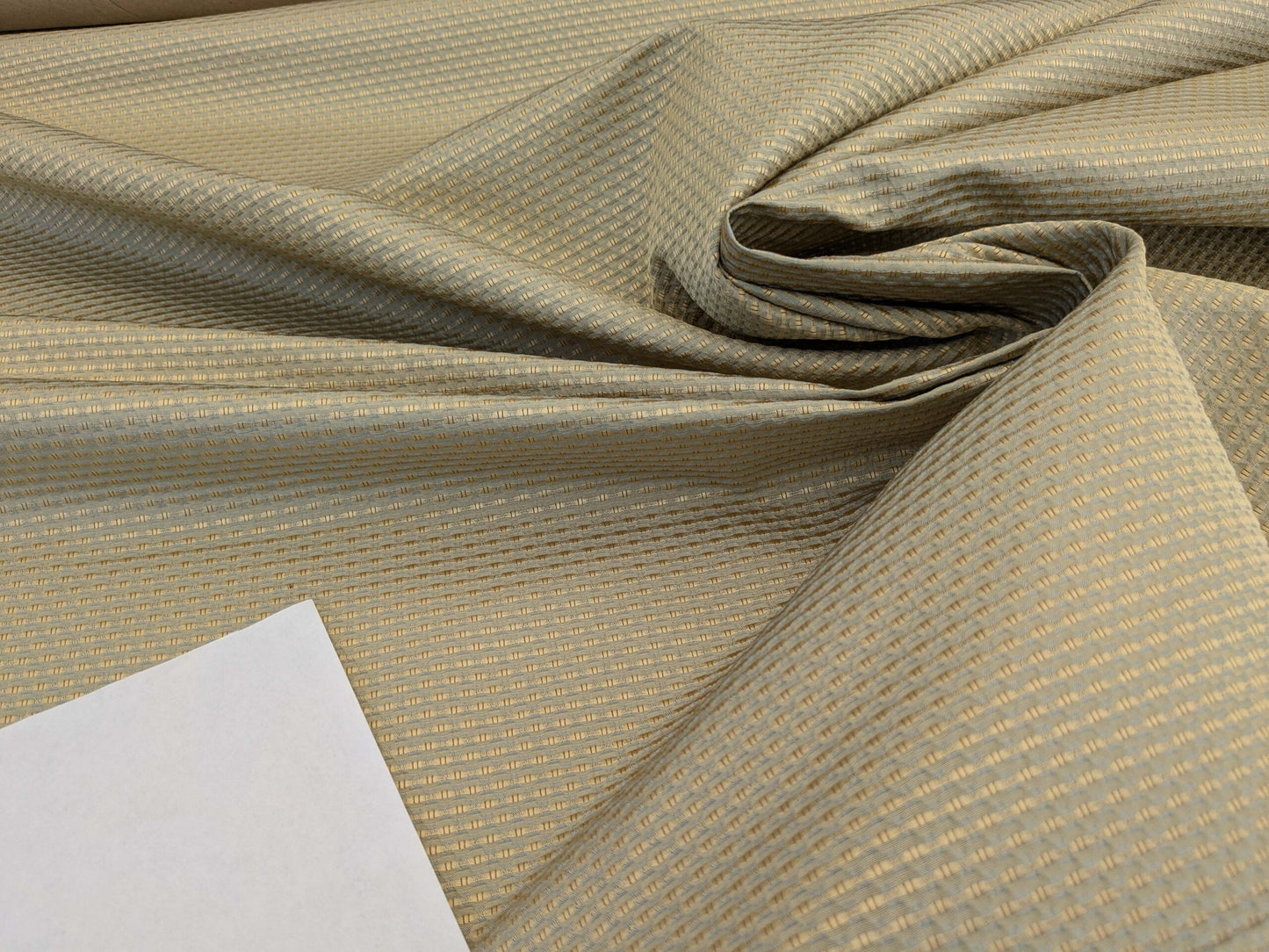 Scalamandre  Livia Madonna Blue &amp; Gold Silk Cotton Damask Mini Dot Texture Scalamandre MSRP USD 408/Y