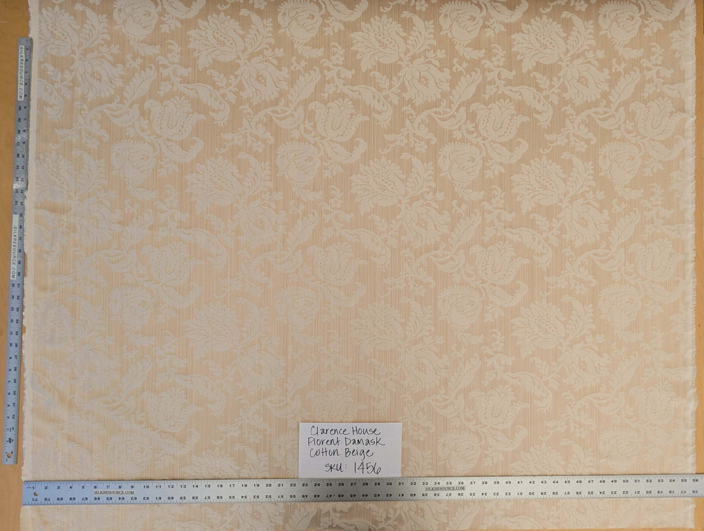 Clarence House Florent Damask Cotton Beige Pale Gold Italian Damask Pomegranate MSSP USD220/y