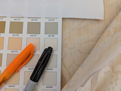 Clarence House Florent Damask Cotton Beige Pale Gold Italian Damask Pomegranate MSSP USD220/y