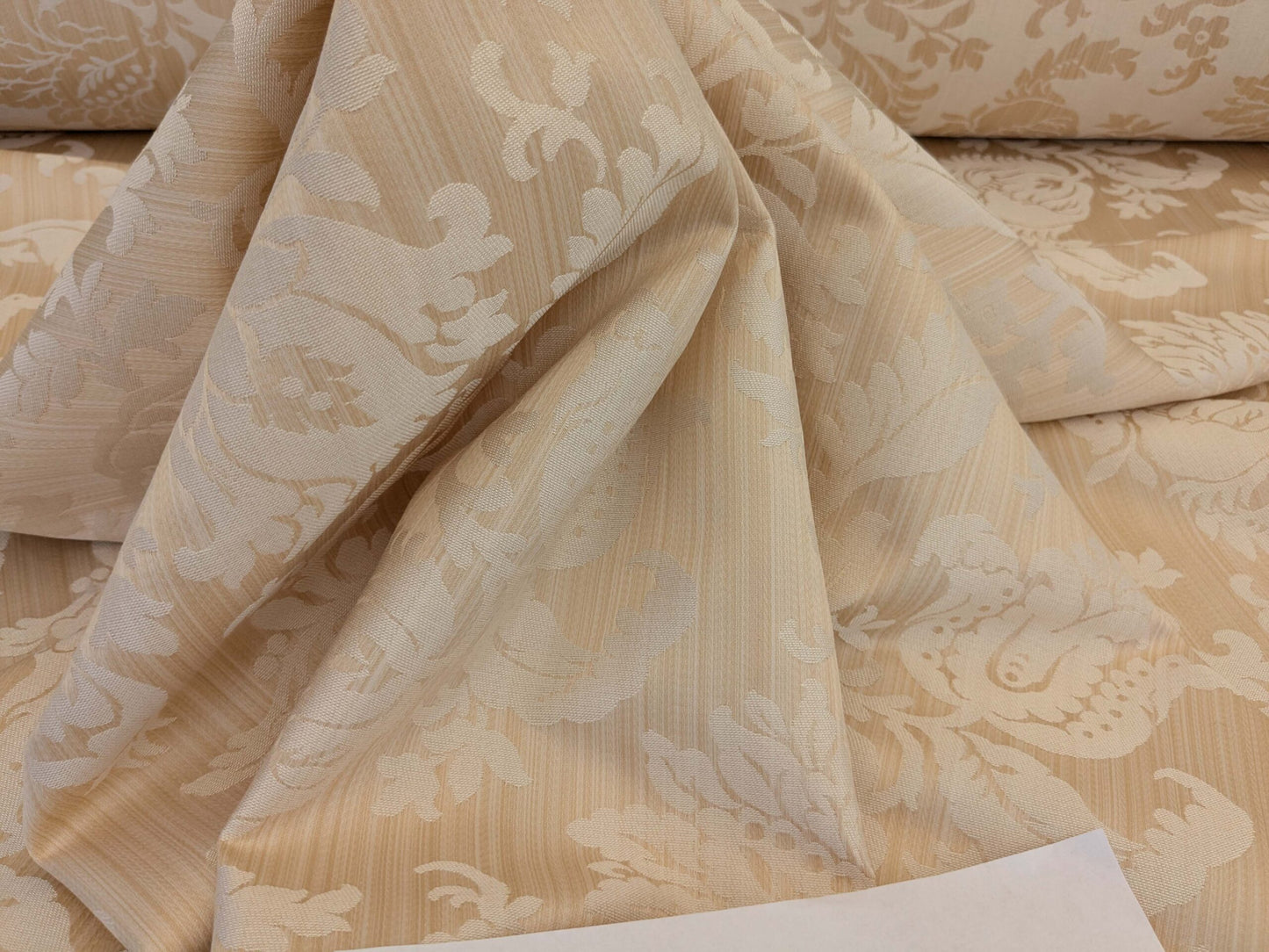 Clarence House Florent Damask Cotton Beige Pale Gold Italian Damask Pomegranate MSSP USD220/y