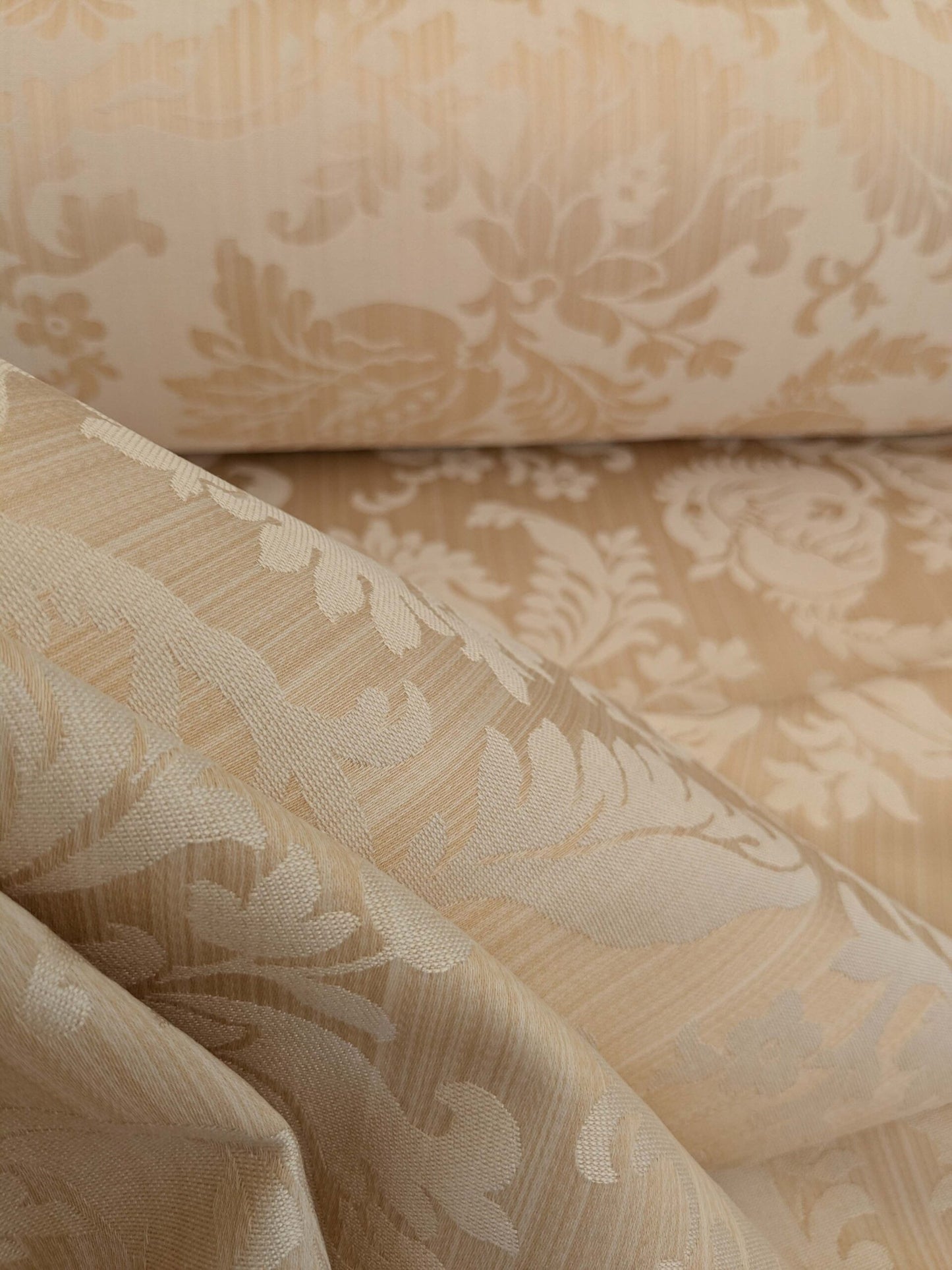 Clarence House Florent Damask Cotton Beige Pale Gold Italian Damask Pomegranate MSSP USD220/y