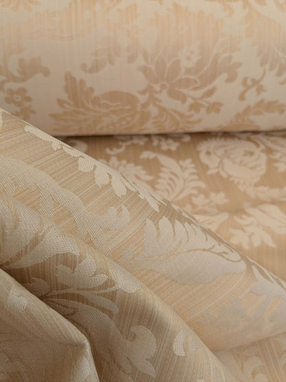 Clarence House Florent Damask Cotton Beige Pale Gold Italian Damask Pomegranate MSSP USD220/y