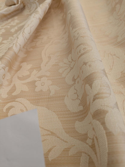 Clarence House Florent Damask Cotton Beige Pale Gold Italian Damask Pomegranate MSSP USD220/y