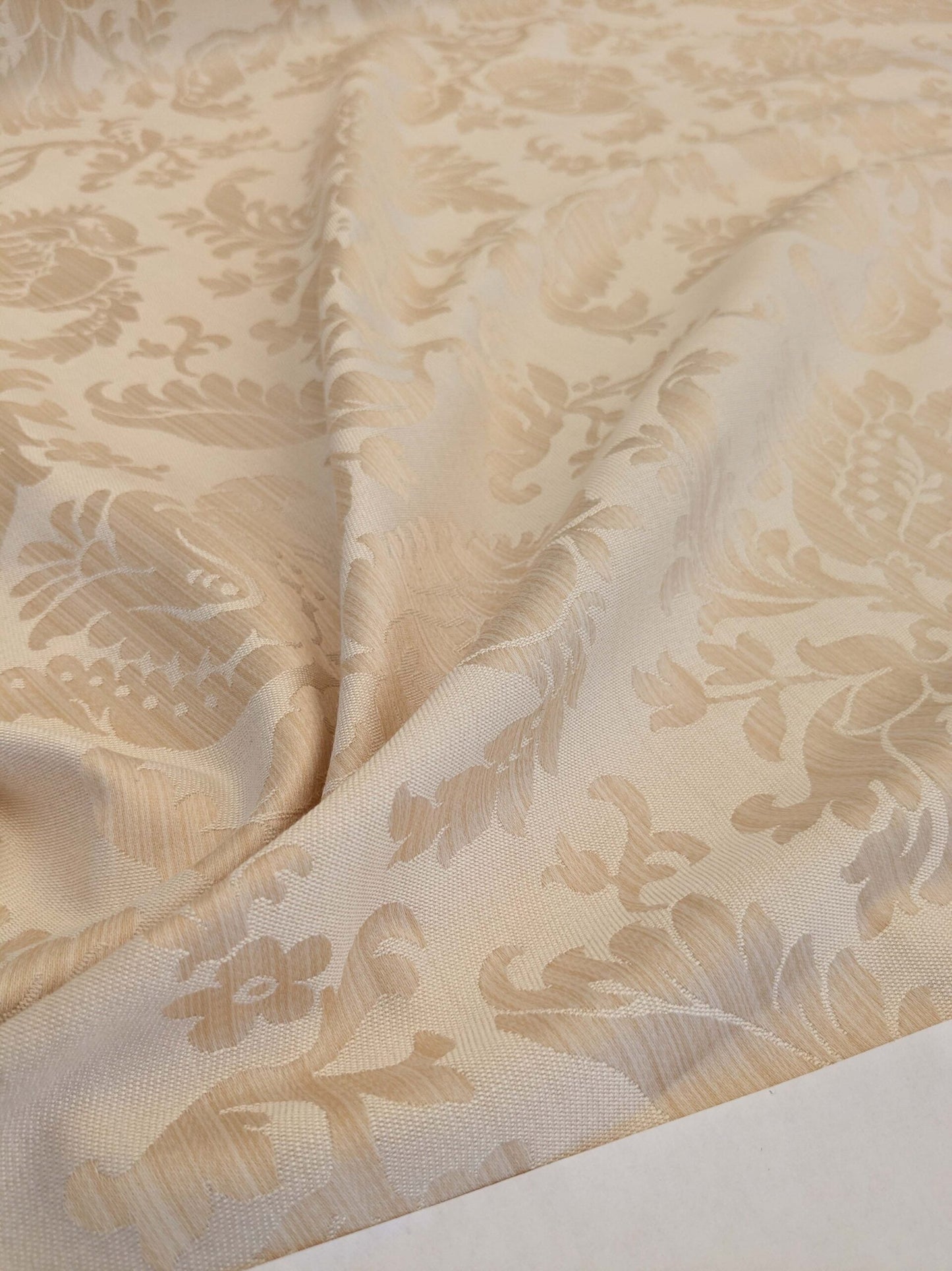 Clarence House Florent Damask Cotton Beige Pale Gold Italian Damask Pomegranate MSSP USD220/y