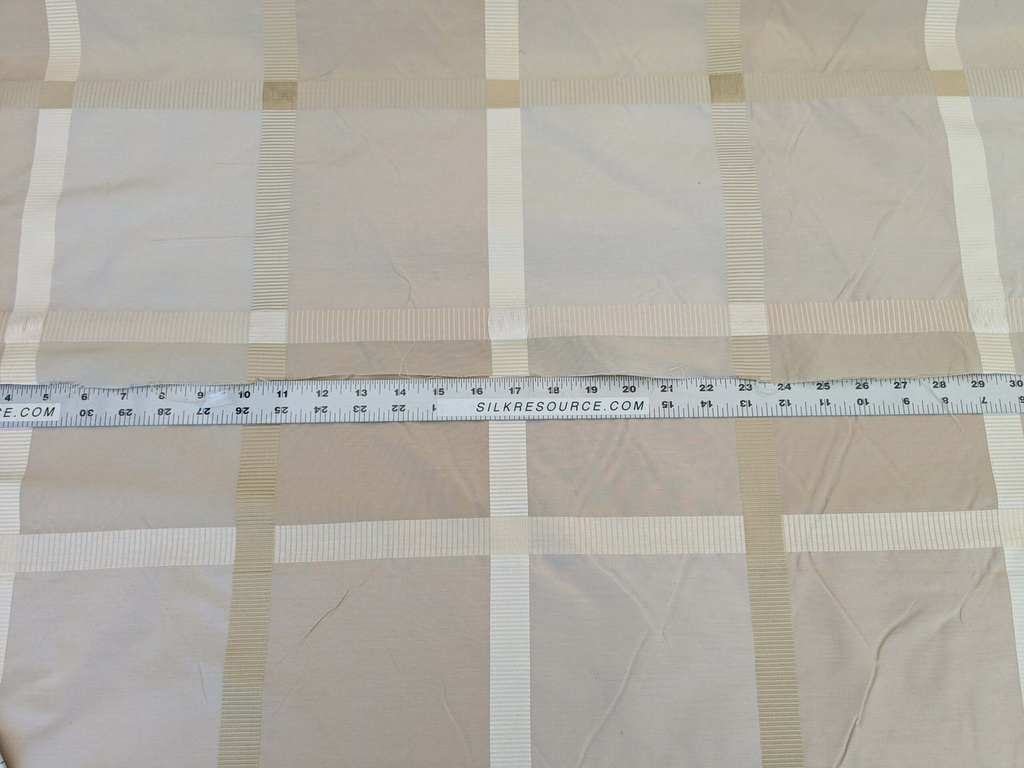 Bty Hiend Schumacher Early Fall Italian Silk Linen Gold Vanilla White Plaid MSRP USD 200+/y