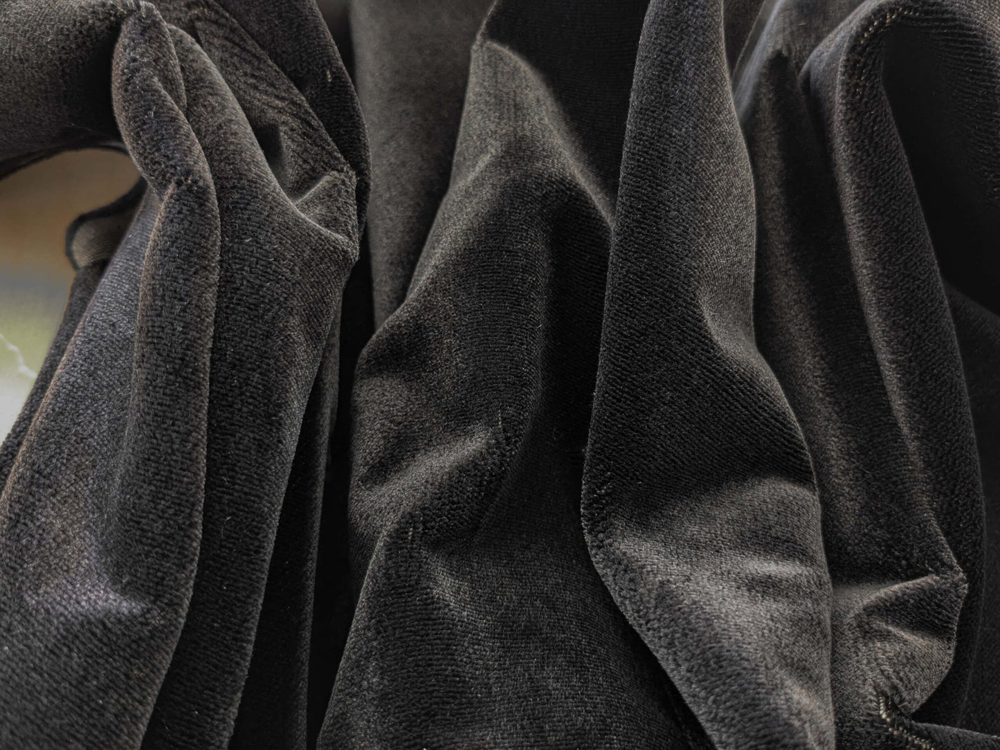 King's Silk Velvet Deep Black Radiance Highest Quality Heavy 39,000+ martindale MSRP USD 728/Yard