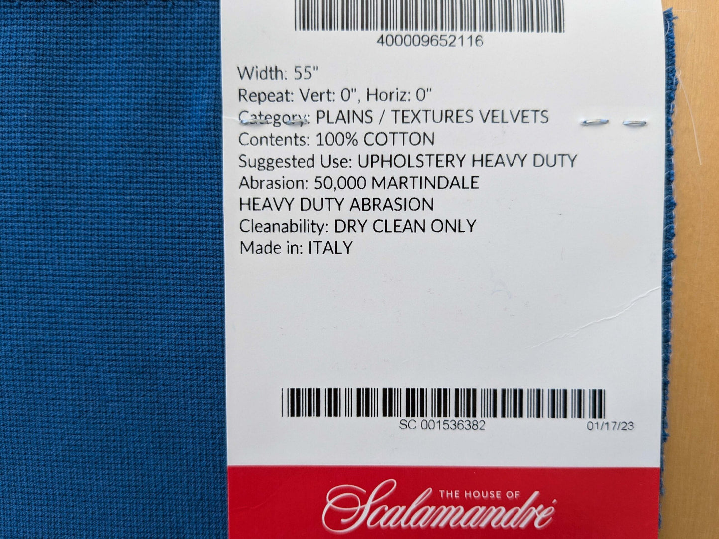 Special Order Scalamandre Indus China Blue Plain Solid Cotton MSRP USD 240/y