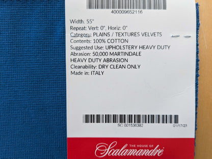 Special Order Scalamandre Indus China Blue Plain Solid Cotton MSRP USD 240/y