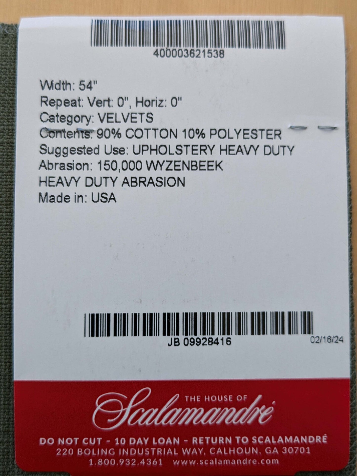 Scalamandre Strie Amboise Olive Green Velvet Cotton Old World Weavers Cotton Velvet MSRP USD 208/Yd