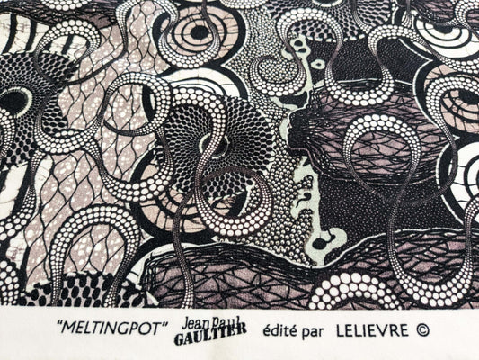 1 EV52 1.2y x 58.25"wide Scalamandre Lelievre Paris Jean Paul Gaultier Meltingpot Graphite Abstract Art Deco Suzani Classic Novelty Black and White MSRP USD450+