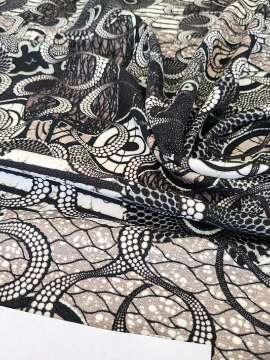 1 EV52 1.2y x 58.25"wide Scalamandre Lelievre Paris Jean Paul Gaultier Meltingpot Graphite Abstract Art Deco Suzani Classic Novelty Black and White MSRP USD450+