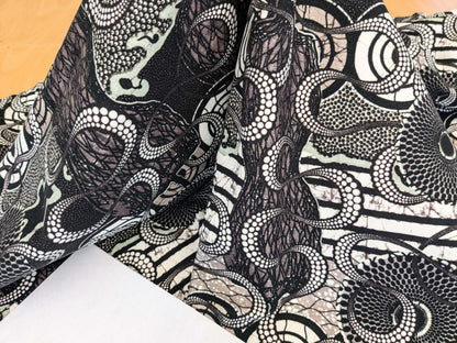 1 EV52 1.2y x 58.25"wide Scalamandre Lelievre Paris Jean Paul Gaultier Meltingpot Graphite Abstract Art Deco Suzani Classic Novelty Black and White MSRP USD450+